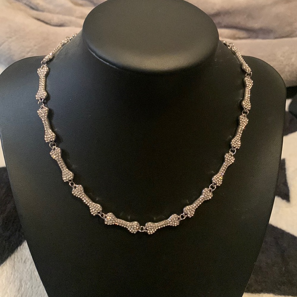 Rhinestone bone necklace